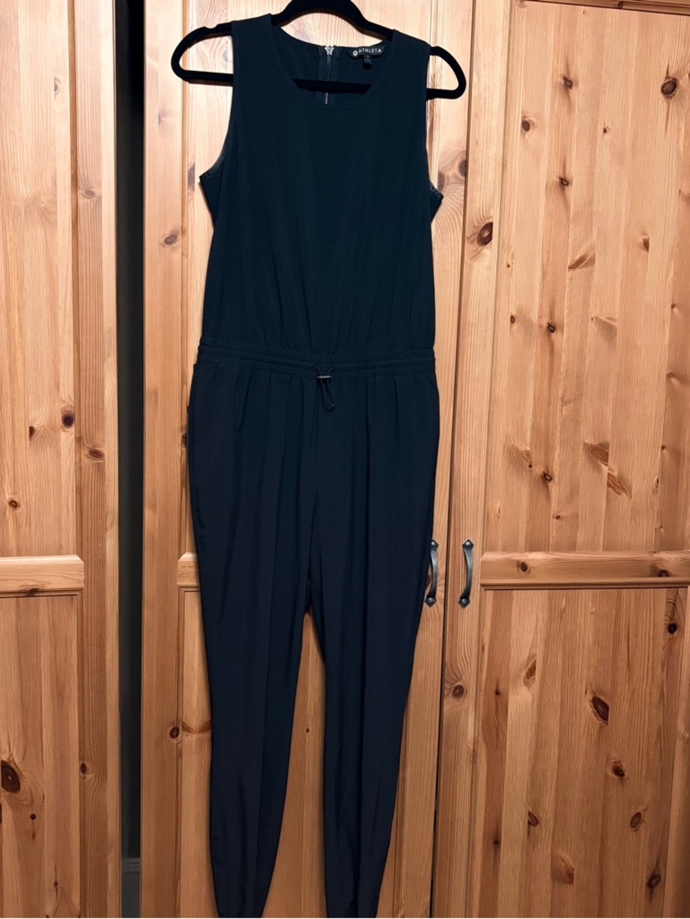 Athleta Black Sleeveless Drawstring Waist Jumpsuit